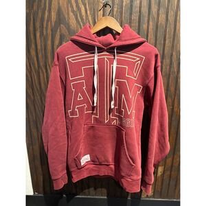 Texas A&M Aggies Hoodie Maroon Oversized Graphic Pullover Sweatshirt Mens L